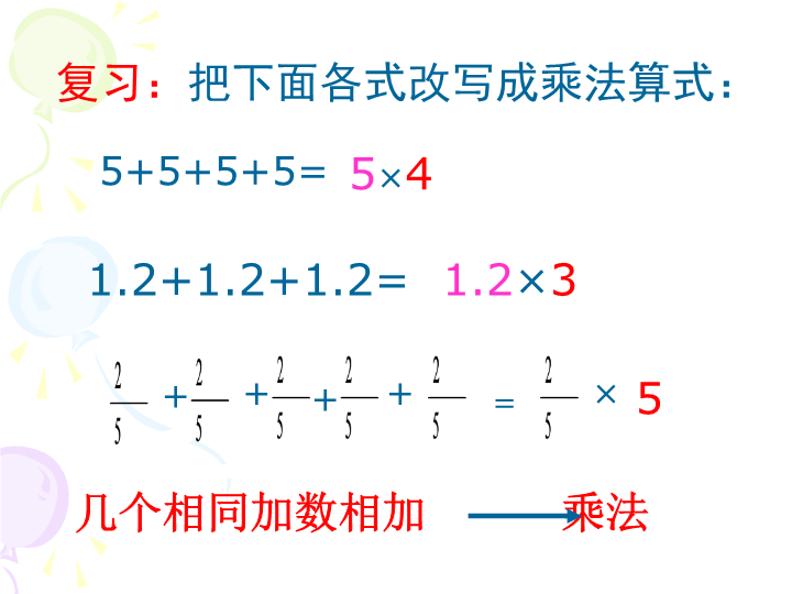 【人教版】六年级上册数学：1.1《分数乘整数》ppt课件（1）