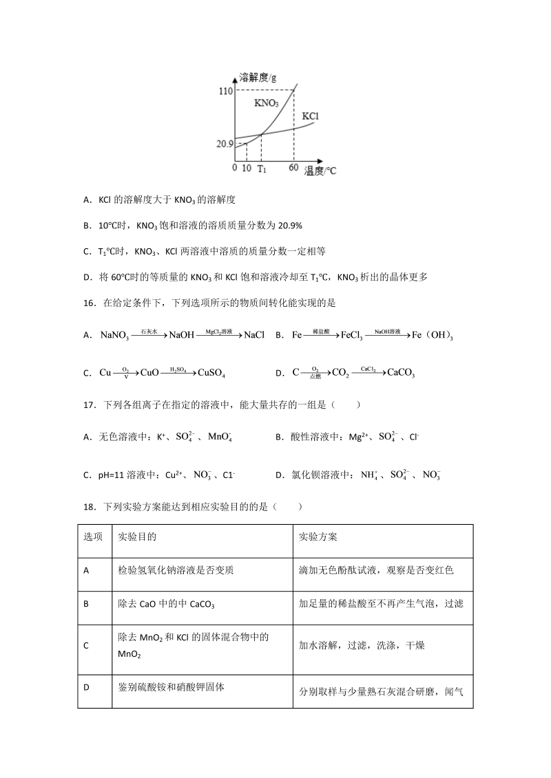 2022年江苏省苏州市中考二模化学试卷（含答案）.docx_第4页