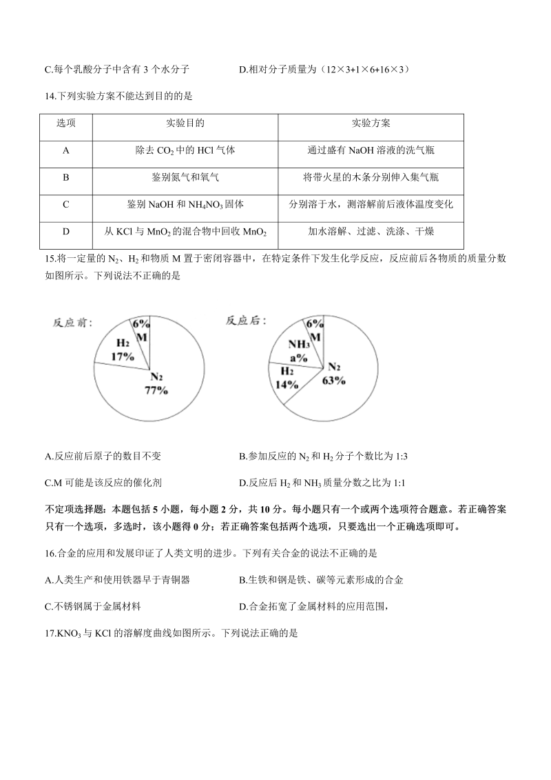 【中考试卷】2022年江苏省扬州市中考化学真题.docx_第3页