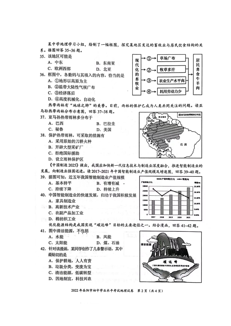 【中考试卷】2022年湖南省岳阳市中考地理真题-（图片无答案）.zip_第2页
