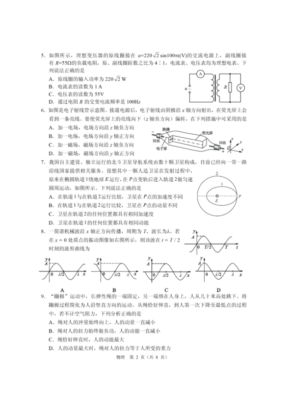 2020北京高考适应性考试试卷物理.pdf_第2页