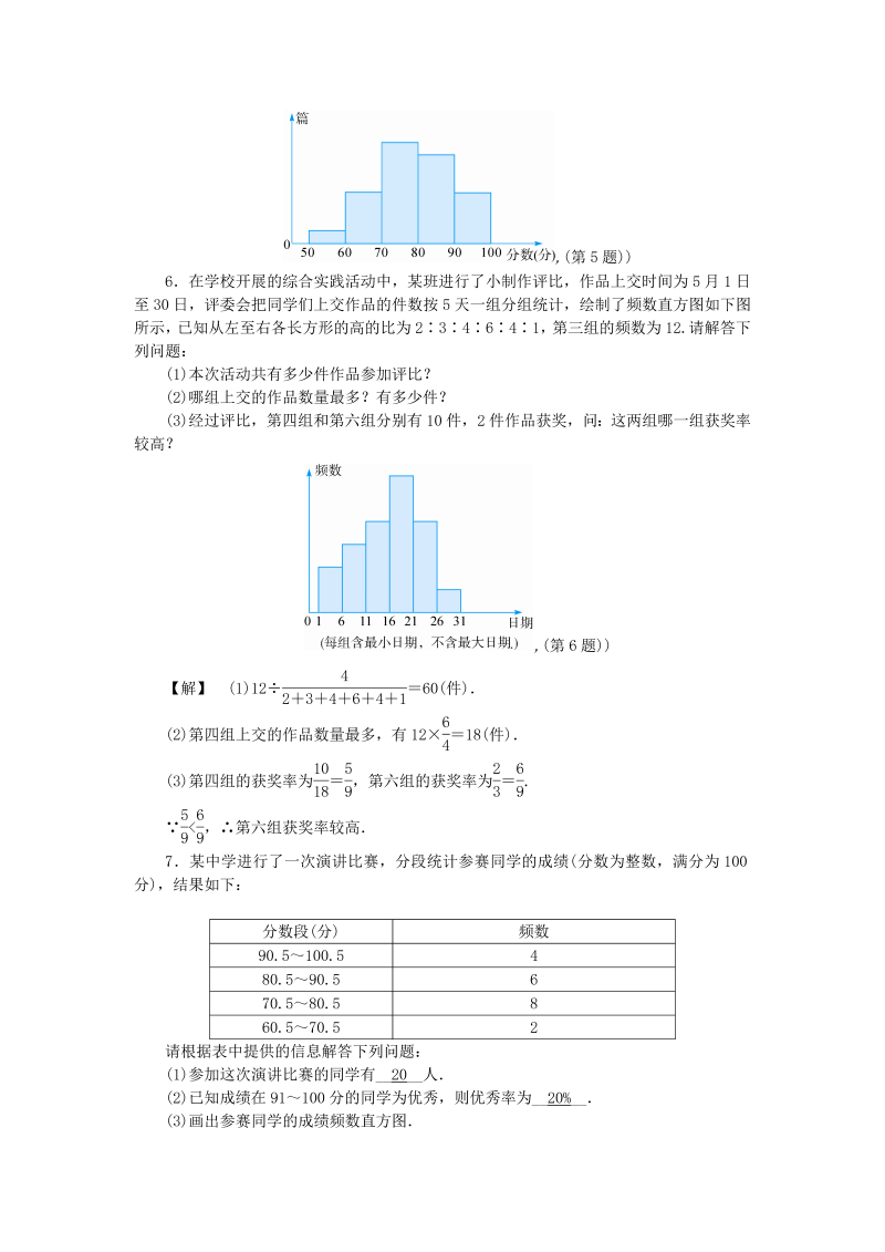 2019年浙教版七年级数学下册《6.5频数直方图》同步练习（含答案）_第2页