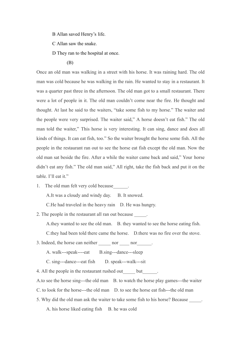 六年级英语下册  课程教师版 第16讲 综合试卷（人教PEP）_第4页