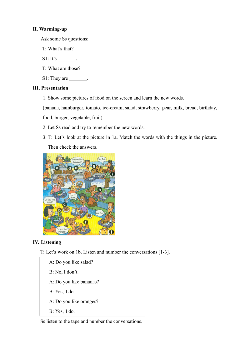 七年级英语《Unit6 Do you like bananas》教学设计教案6_第3页