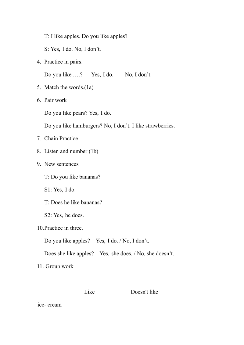 七年级英语《Unit6 Do you like bananas》教学设计教案19_第4页