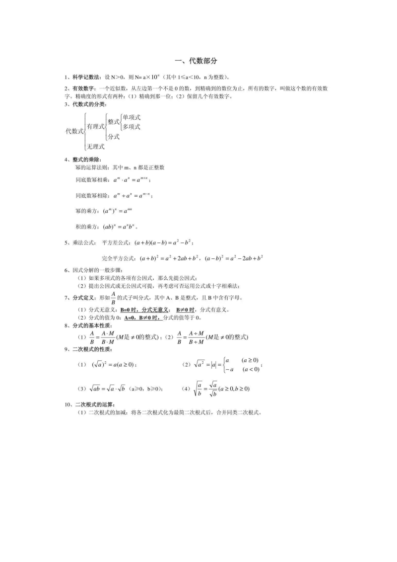 中考数学  85条初中数学基础知识点全总结_第1页
