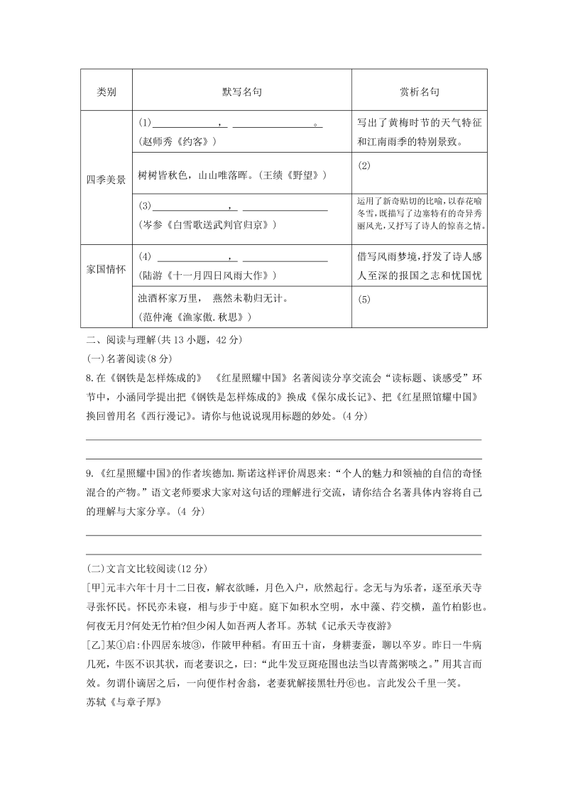 语文中考真题 2021年湖南省郴州市中考语文真题（有答案）_第3页