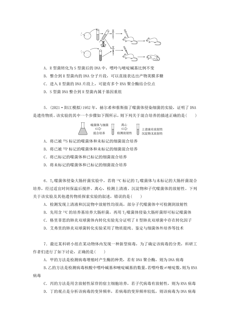 2022届新教材高考生物一轮复习：DNA是主要的遗传物质（Word版，含解析）_第2页