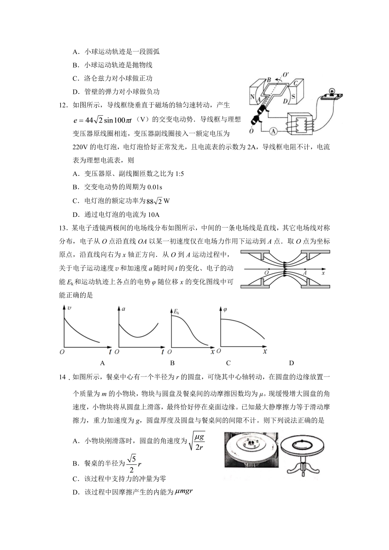 南京市2021届高三物理冲刺练习_第4页