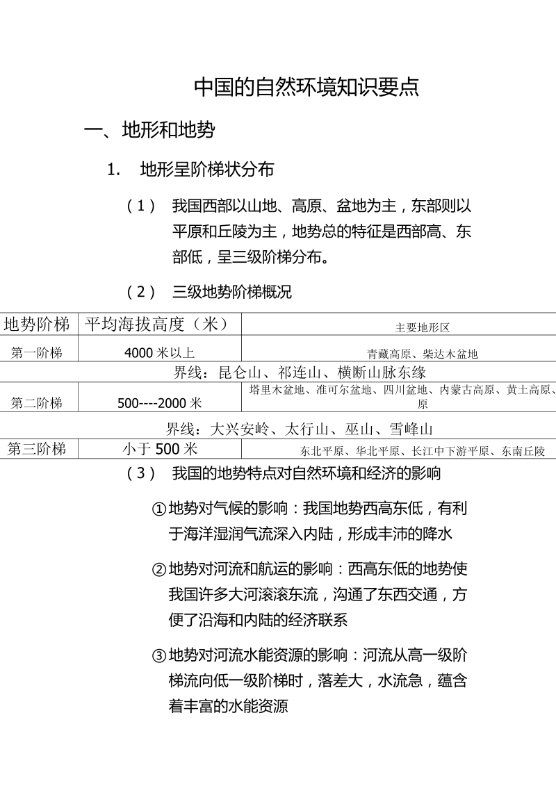 八年级中国的自然环境知识要点_第1页