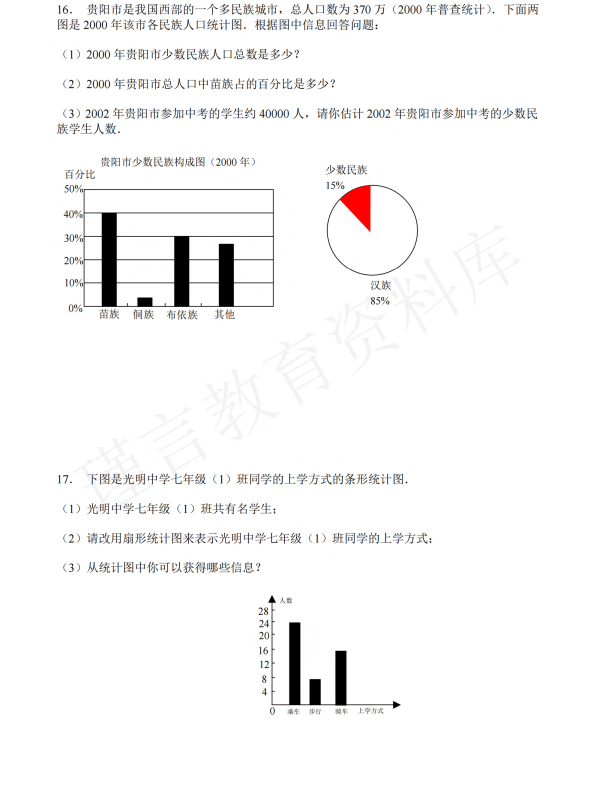 初中数学 七年级上册 4.4《扇形统计图》同步练习2_第4页