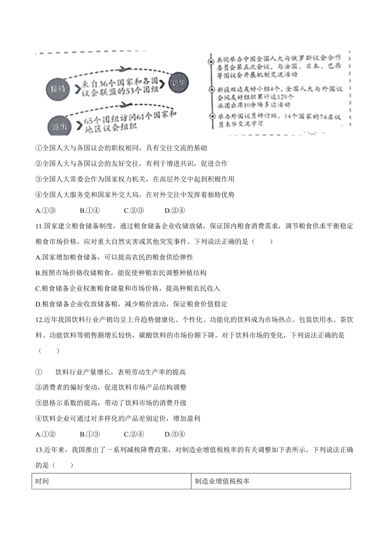 2020年北京卷高考政治真题试卷版（含答案）_第4页