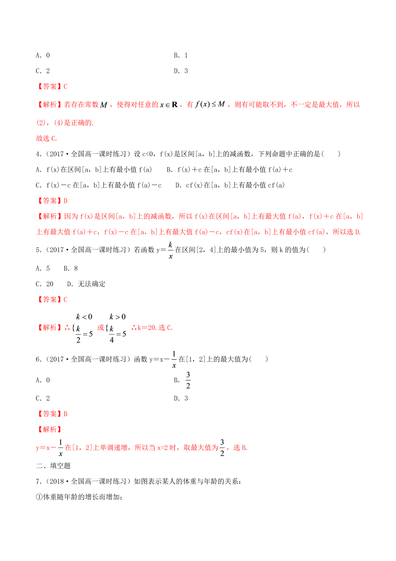 高一数学（人教版）上册《 函数的单调性与最大（小）值 》 练习_第4页