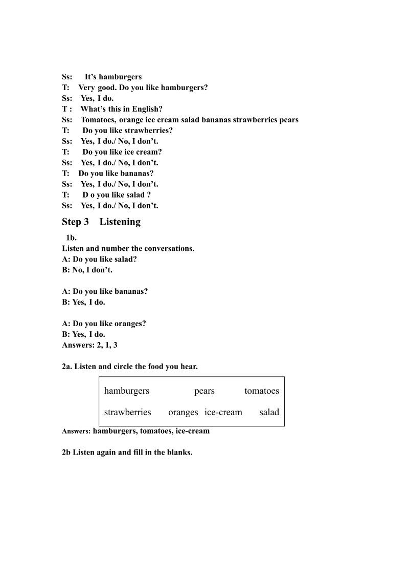 七年级英语上册英语《Unit6 Do you like bananas》教学设计教案1_第3页