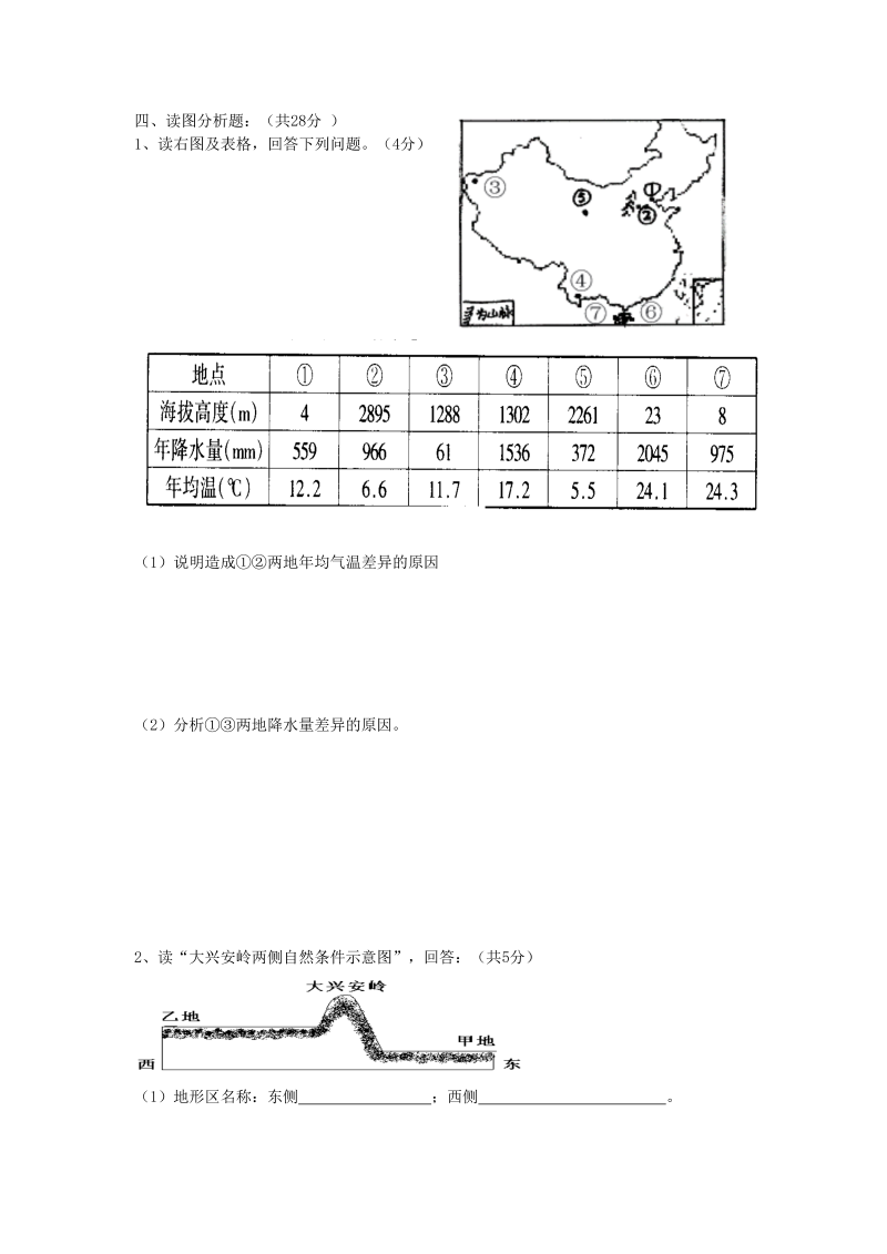 七年级地理下册期中考试4_第4页