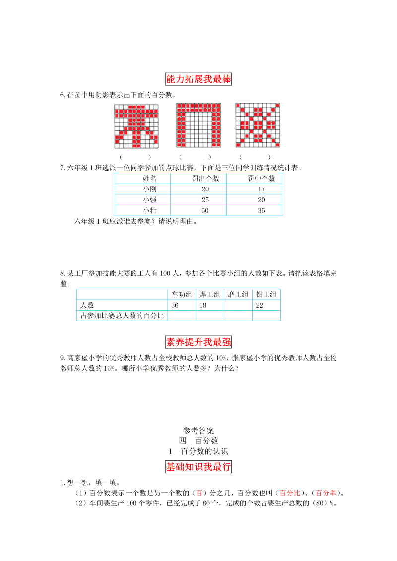 六年级数学上册  【同步讲练】4.百分数 第一课时 百分数的认识教材详解+分层训练（，含答案）（北师大版）_第3页