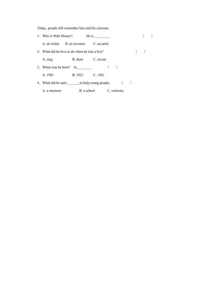 六年级英语上册   Unit5习题——第三课时（人教版一起点）_第2页