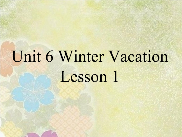 六年级英语上册   Unit6WinterVacationLesson1课件3（人教版一起点）