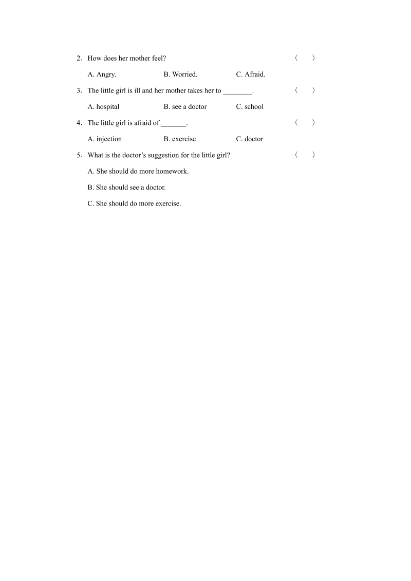 六年级英语上册   Unit4习题——第三课时（人教版一起点）_第2页