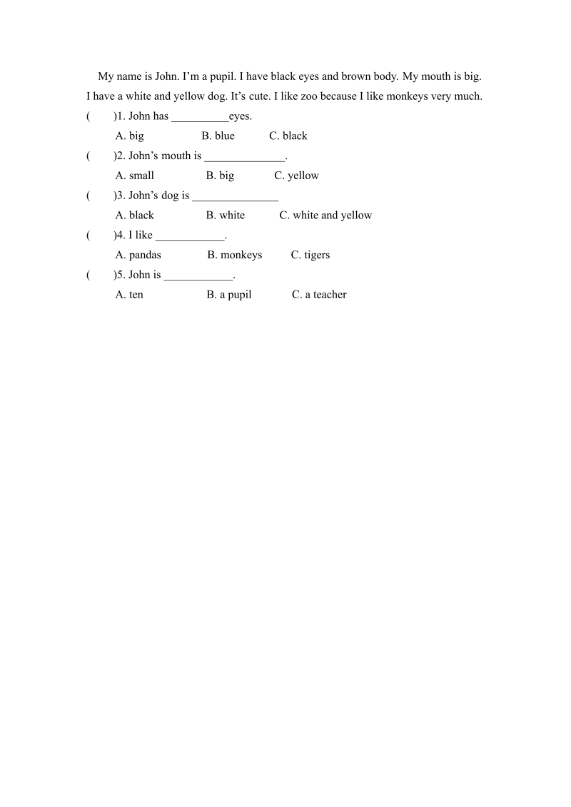 三年级英语上册  【月考卷】英语第二次月考卷（Unit3-Unit4)）版（含听力材料及答案）（人教PEP）_第4页