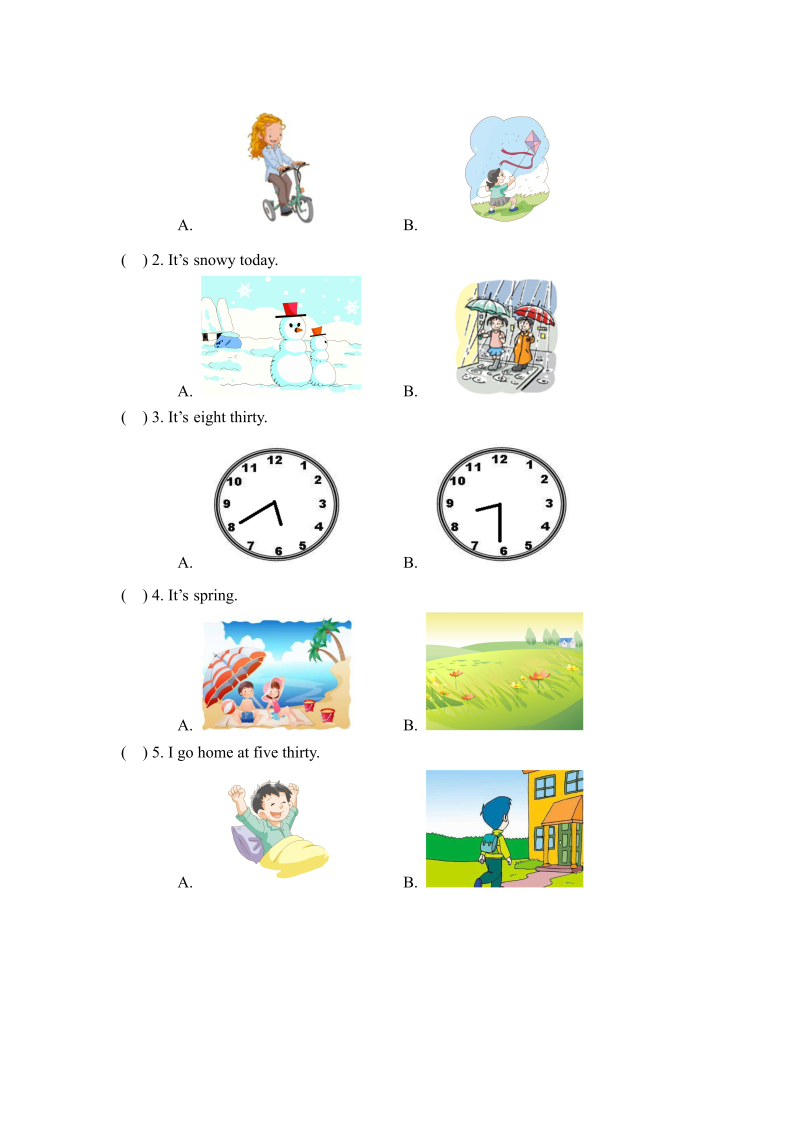 二年级英语下册  期末测试卷B（人教版）_第4页