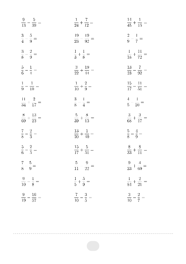 五年级数学下册  口算题 (异分母分数加减法) 1500题（人教版）_第2页